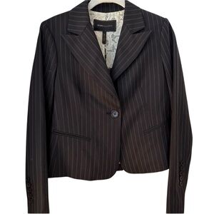 BCBGMAXAZRIA Marilyn Navy Wool Pinstripe Blazer Brand $298 New S Office Siren